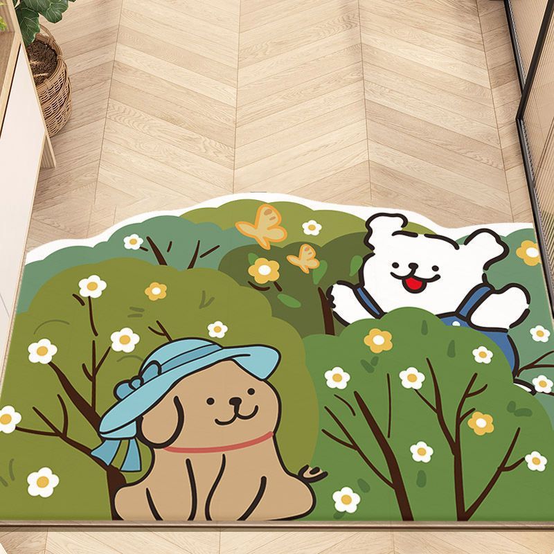 bushes and couple dogs
