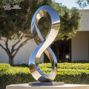Phong cách hiện đại trừu tượng Đương Đại kim loại nghệ thuật trang trí nội thất bức tượng thép không gỉ nhẫn Infinity tác phẩm điêu khắc - Product Image 4