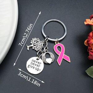 Fabrika mor mavi sarı kırmızı yeşil pembe şerit anahtarlık püskül charm hayat ağacı anahtarlık meme kanseri farkındalık anahtarlık - Product Image 2