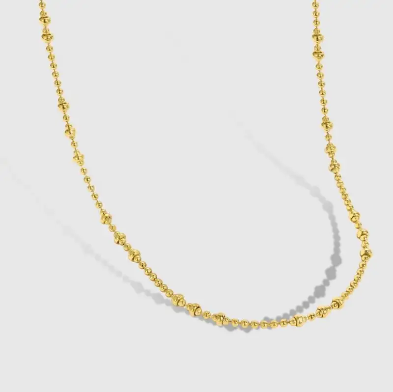 Collares de cadena con cuentas chapados en oro 18K rodio Plata de Ley 925 libre de níquel antideslustre hipoalergénico estilo coreano para mujer