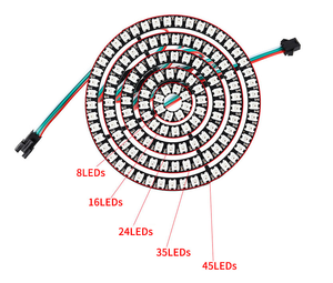 DC5V RGB แอดเดรส WS2812รอบโมดูลพิกเซล LED วงกลมแหวน8LED/16LED/24LED/35LED/45LED มุมตาสำหรับตกแต่งรถ - Product Image 2