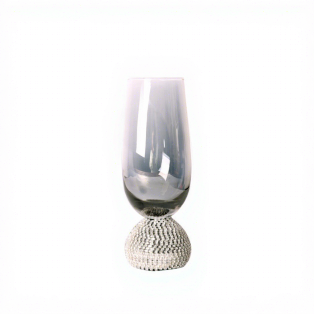 Verre à champagne argent cendré diamant