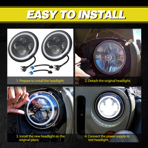 สัญญาณไฟเลี้ยวสีเหลืองต่ำไฟ LED ไฟหน้ารถแพ็ค7 ''2ชิ้น - Product Image 4