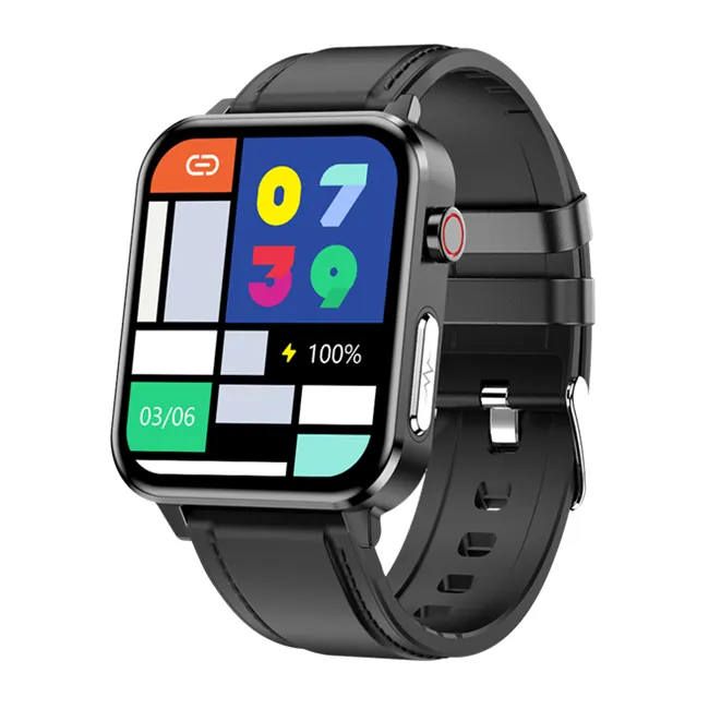 E86 Bracelet En Cuir 1.7 Pouces Numérique BP Moniteur D'oxygène Sanguin Fitness IP68 Smartwatch Santé Montre Intelligente