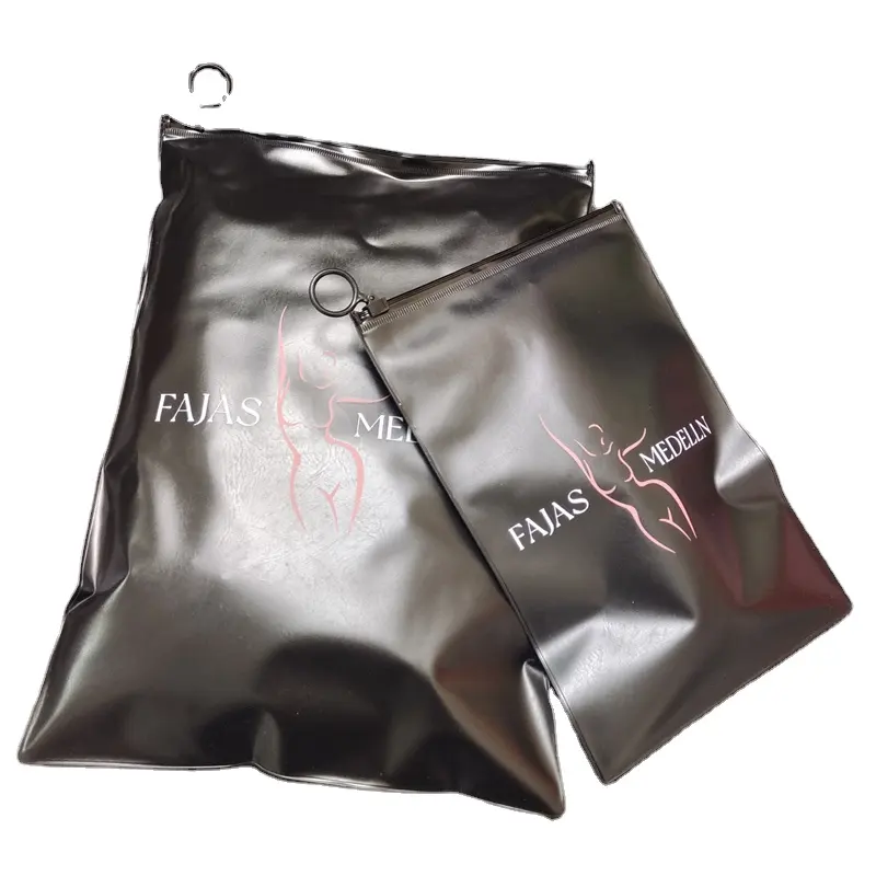 Fashioned Packaging Bag For Clothes,Black Color Zipper Bag PVC Ring For Underwear swimsuit