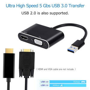 USB3.0 a HD HDTV VGA dos en uno tipo C Hub PD carga tipo C a HD HDTV adaptador para estación de acoplamiento Usb C A Adaptador dual HDMI - Product Image 5