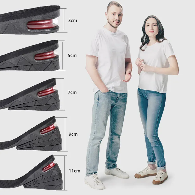 공장 판매 3-11cm upheight 증가 신발 남성 뒤꿈치 리프트 조절 보이지 않는 높이 증가 안창 (5 레이어)