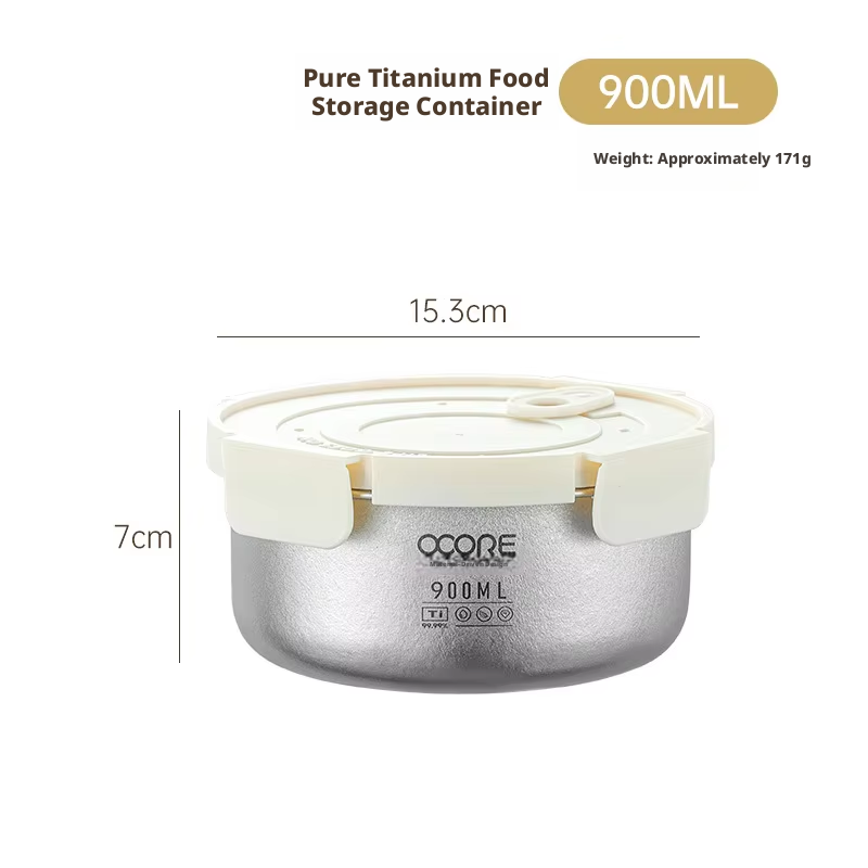 Contenant alimentaire Silver Titanium pur 900ml - Couvercle blanc cassé