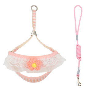 Elegante Lace Flower Pet Chest <span class=keywords><strong>Strap</strong></span> Confortável ajustável Dog Leash e Harness Set para Small Cat Dog