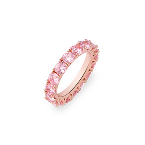 Hip Hop 18K altın kaplama tek sıra 4MM genişlik bant renk kübik zirkonya CZ elmas sonsuzluk Band Promise yüzükler - Product Image 4