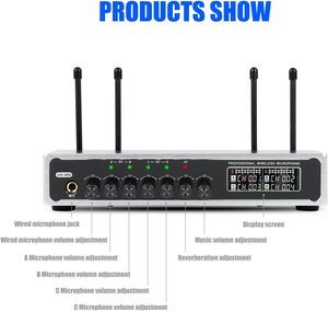 GPUB UHFワイヤレスマイクワンドラッグ4マイクTV、KTV、携帯電話、コンピューター歌唱マイクシステムに適しています - Product Image 2
