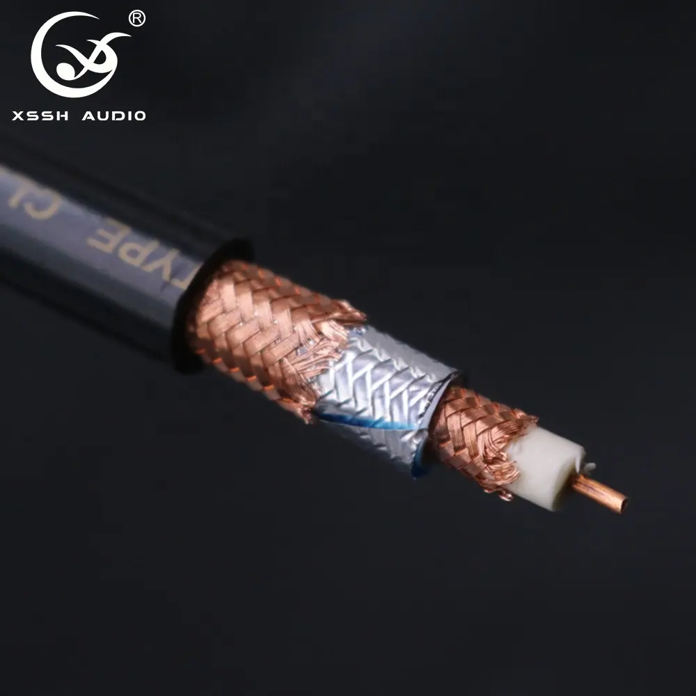 Cabo de fios coaxiais yivo xssh oem, diy occ núcleo 10.5mm, caixa preta de pvc, cabo de linhas de áudio de sinal hifi para rca xlr tomada