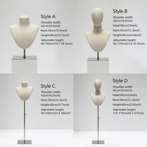 Sang trọng tre Linen đồ trang sức hiển thị Bust đứng bàn và sàn phong cách vòng cổ khăn Chủ Cửa sổ hiển thị phụ kiện - Product Image 2