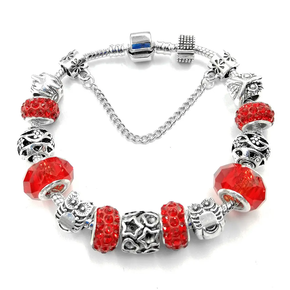 Großhandel New Cute Diy Multi color Glas Kristall Perlen Paar Armband Pfirsich Herz Eule Armband
