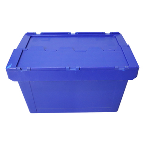 Caja de transporte de plástico duradera, caja de transporte de plástico apilable y anidada con tapa, color azul - Product Image 2