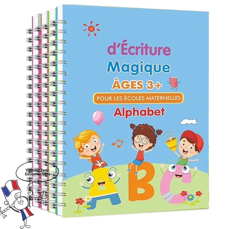 NOVO Francês Impressão 3D afundou Magic Book Practice Learning Practice Books com uma caneta reutilizável mágico para crianças crianças 3yrs +