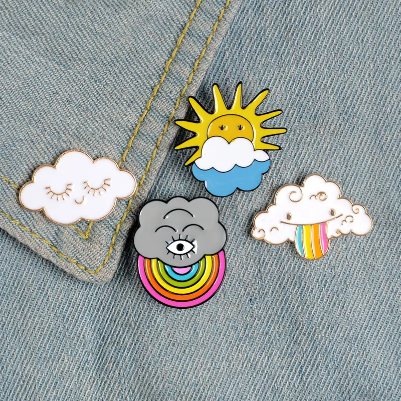 Broche de desenho no arco-íris, bottons para bolsas e pinos de esmalte para amigos, bom humor, bonito