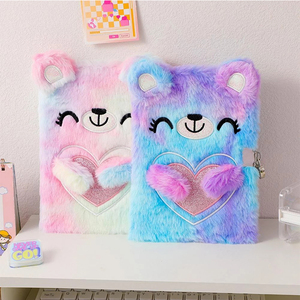 Practical Plush Surface Schedule Book Journal <strong>Notebook</strong> Accessories Tie-dyed <strong>Colored</strong> School <strong>Note</strong> Book <strong>with</strong> Lock for Gift - Product Image 3