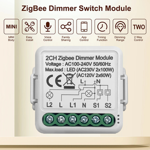 <strong>Zigbee</strong> 2 Gang Dimmer Module DIY Wireless <strong>Zigbee</strong> Smart Home <strong>Zigbee</strong> Led Dimmer Tuya Gateway - Product Image 2