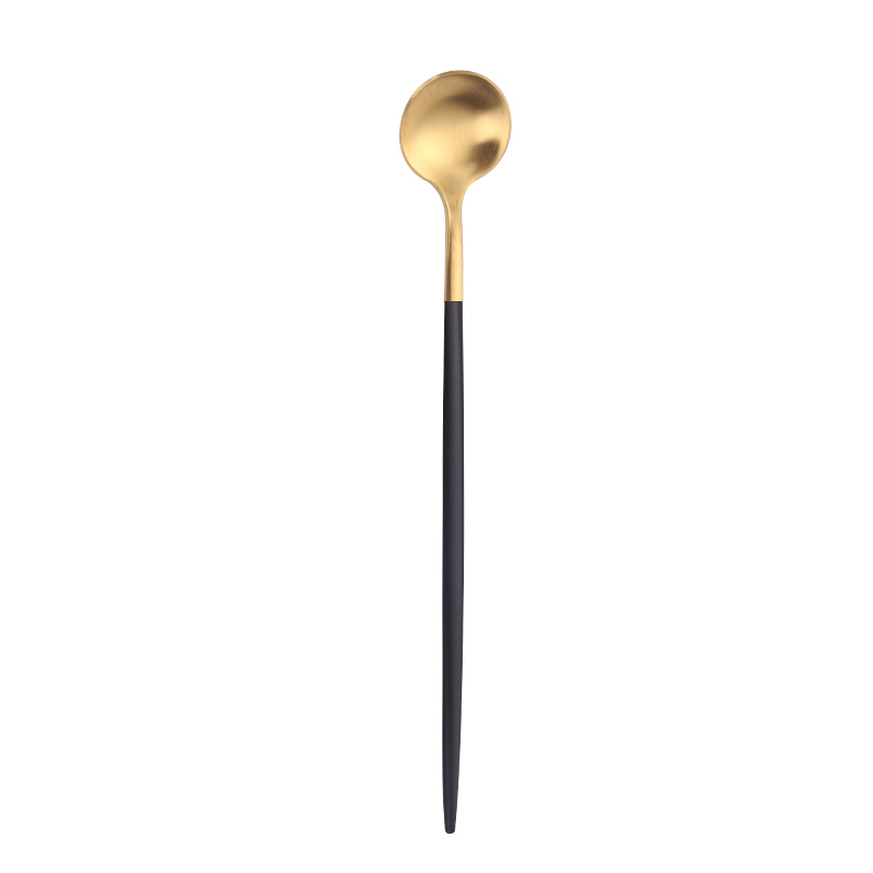 Cuillère à thé longue Matte Gold + Black
