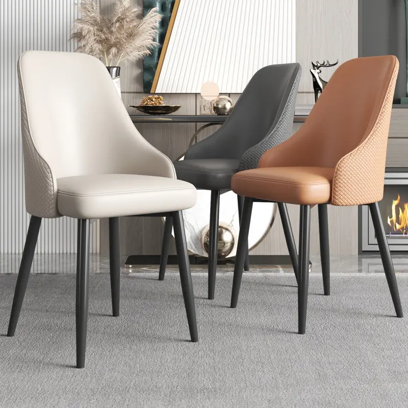 Sedia da pranzo vendita nera Design schienale alto nordico a buon mercato mobili per la casa ristorante sala moderna sedia da pranzo in pelle di metallo