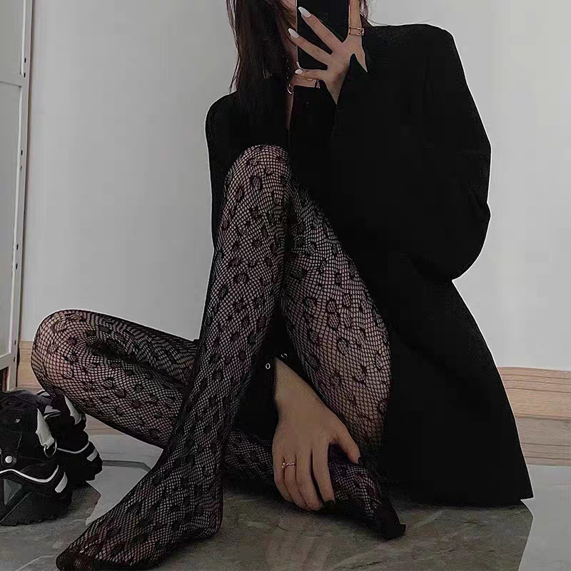 Leopard print fishnet stockings black