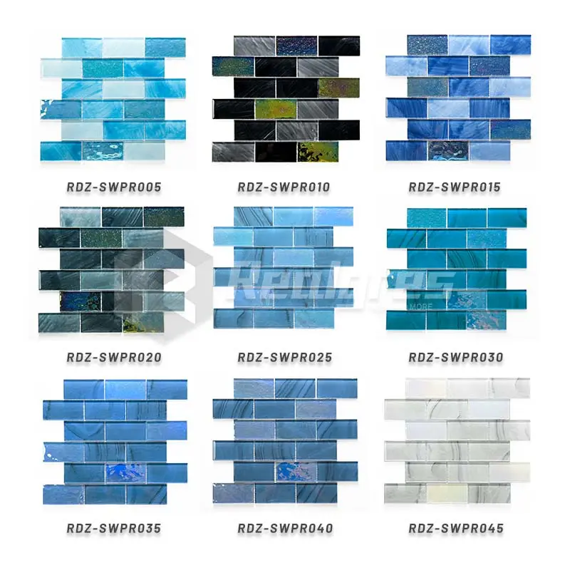 Realgres all'ingrosso antiscivolo Standard a buon mercato blu cobalto piscina piastrelle 4mm cristallo di vetro porcellana mosaico