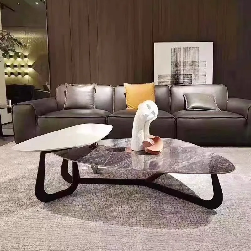 Современная мебель для дома, металлический каркас, Спеченный каменный столик, журнальный столик для гостиной, чайный столик