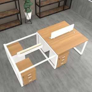 Mesa de ordenador de escritorio de oficina de estación de trabajo de empleado resistente de alta calidad con Pedestal móvil bloqueable - Product Image 2