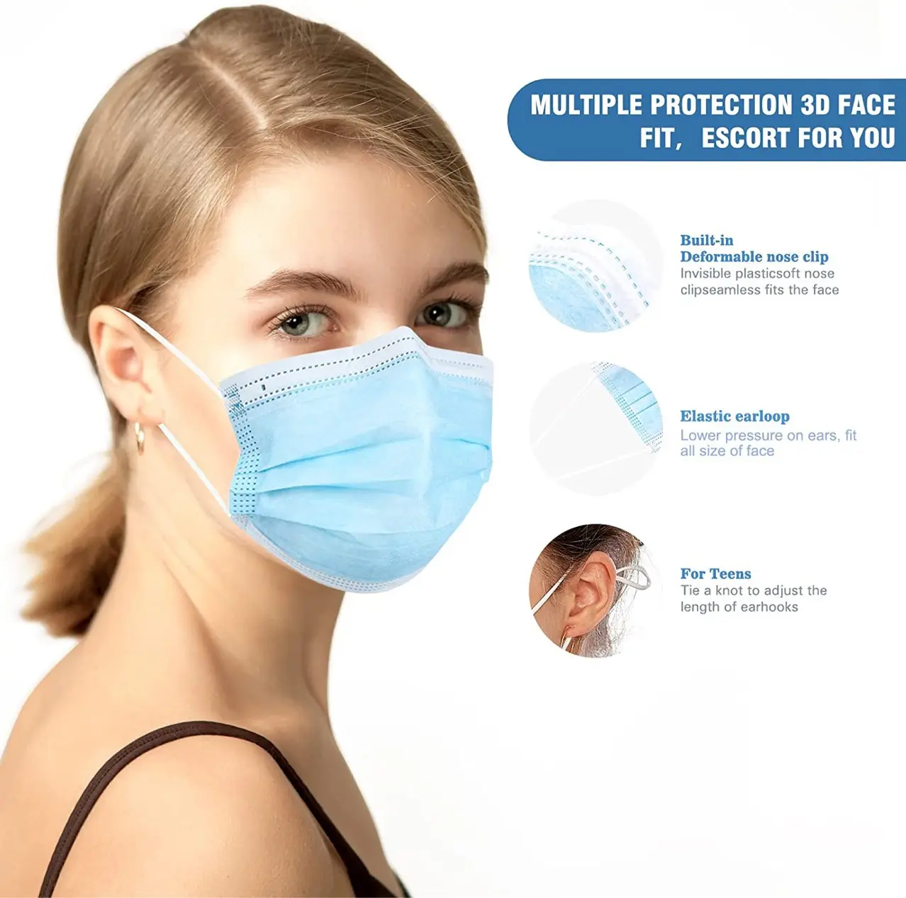 Индивидуальная высококачественная медицинская маска для лица, защитная маска для лица, 3-слойная хирургическая маска для лица и вечеринки, оптовая продажа с завода