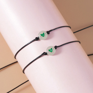 2件小指承诺匹配手链友谊饰品夜光心珠线手链为朋友情侣 - Product Image 2