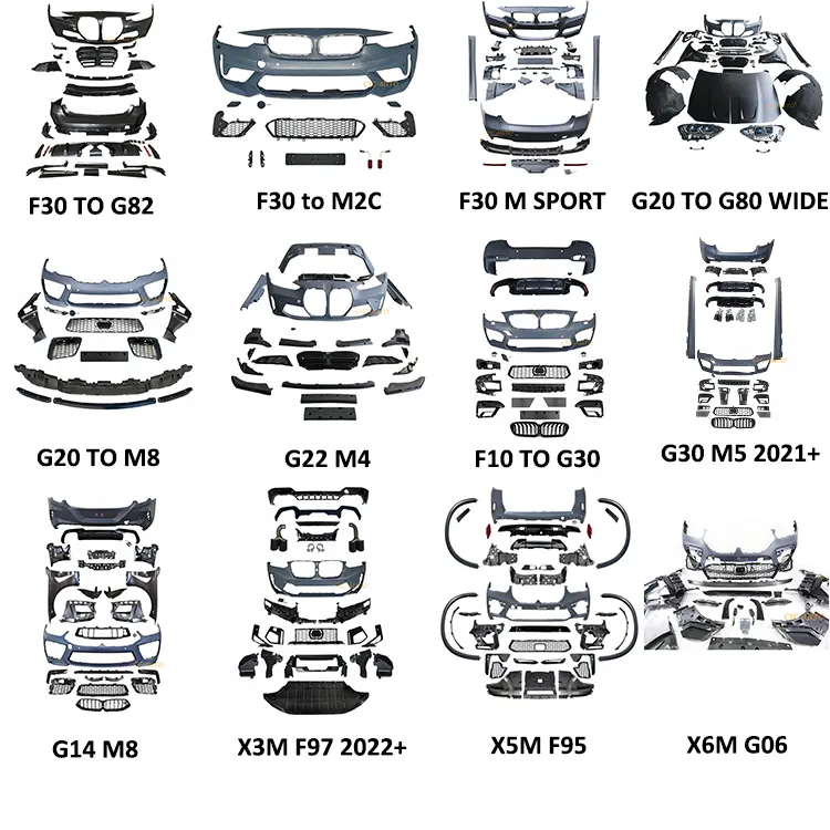 Parti di sintonizzazione automatica all'ingrosso Bodykit anteriore labbra splitter diffusore spoiler gonna laterale copertura specchio griglia anteriore per la serie BMW
