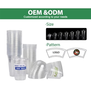 Özel baskılı Logo temizle 12oz 16oz evcil hayvan kabı şeffaf tek kullanımlık soğuk içecek düz veya kubbe kapaklı plastik bardaklar gitmek