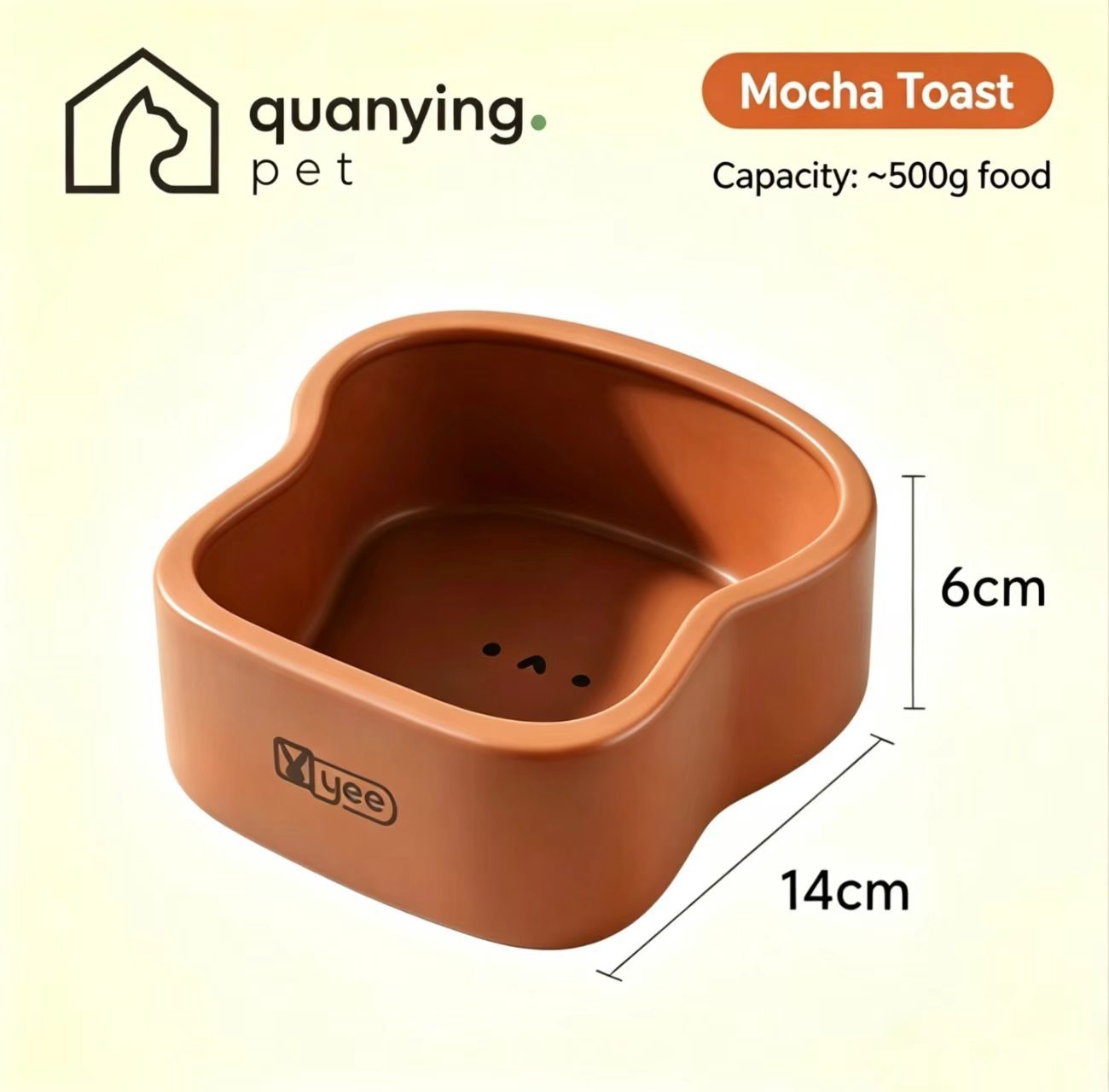 Gamelle pour animaux de compagnie, tranche de pain brun mat