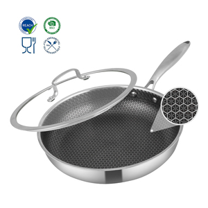 Chảo rán tổ ong bằng thép không gỉ 304/316 ba lớp, có nắp, chống dính, dùng được cho bếp từ, chảo nướng thịt bằng thép không gỉ - Product Image 1