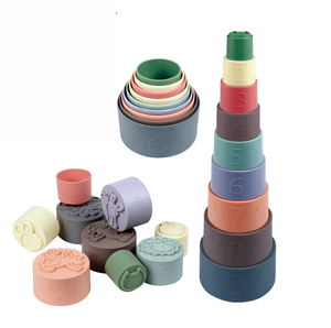 Nesting Cup Stem Number Learning <strong>Pattern</strong> TPE Soft Rubber Baby Soft <strong>Building</strong> <strong>Block</strong> Colorful Sorting Nesting Geometry Stacking Cup