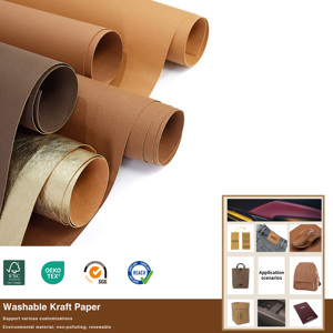 ZHICAI Sample Order Link F <strong>S</strong> <strong>C</strong> Eco-Friendly Washable Brown Kraft <strong>Paper</strong> Fabric Washable Jacron Craft <strong>Paper</strong> Leather Material