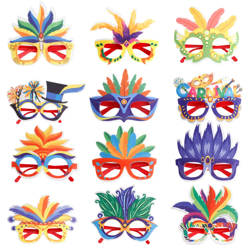 Mardi Gras máscara gafas papel fotomatón gafas divertido carnaval papel fiesta anteojos accesorios para carnaval Cosplay disfraz