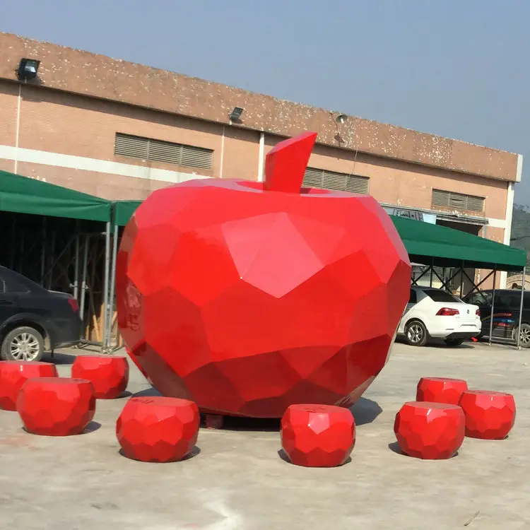 H3m फाइबरग्लास फल मूर्तिकला एफआरपी सेब की मूर्ति मॉडल
