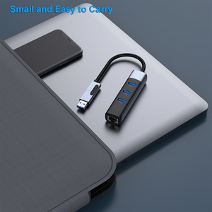 ปรับแต่งอะแดปเตอร์ USB to RJ45 ขนาด 1,000Mbps อะแดปเตอร์ USB C เป็นอีเธอร์เน็ตพร้อมฮับ USB 3.0 3 อัน - Product Image 5