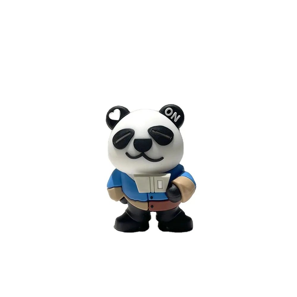 Figura de acción de panda Kawaii de diseño Original, decoración de goma suave, regalo promocional, muñeca de dibujos animados 3D personalizada
