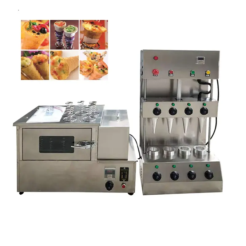 Máquina moldeadora de conos de Pizza Máquina de conos de Pizza barata/Horno rotativo de conos de Pizza/Escaparate calentador de conos de Pizza con línea de producción