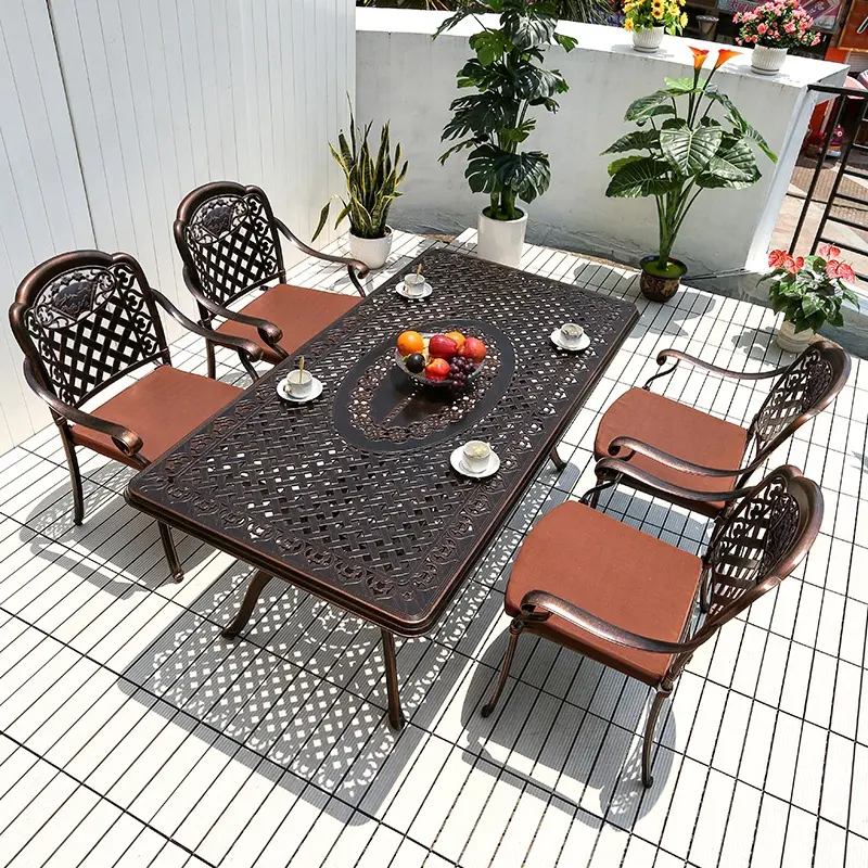 Ensemble table à manger Tables et chaises de restaurant et de jardin très vendu mobilier en aluminium table d'extérieur 8 places en métal fabricant