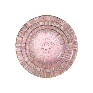 Jinghuang thủy tinh nhà máy trực tiếp sang trọng trang trí màu hồng tấm Glass Wedding Dinner tấm cho tổ chức sự kiện, bát thủy tinh tấm - Product Image 5