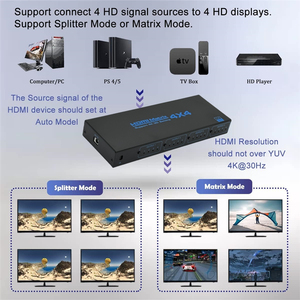 4K HDMI Matrix Switcher 4×4 4K@30hz HDMI Video Matrix Switcher Splitter 4 in 4 Out IR Fernbedienung für PS4 Kamera PC Monitor