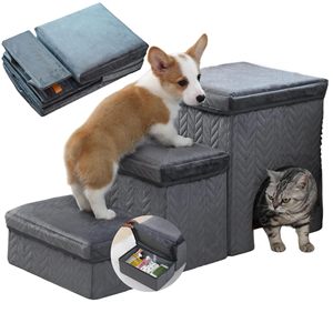 ZMaker yeni köpek adımları köpekler için katlanabilir Pet merdiven 3 adım Pet merdiven rampa ile depolama için yüksek yatak - Product Image 1