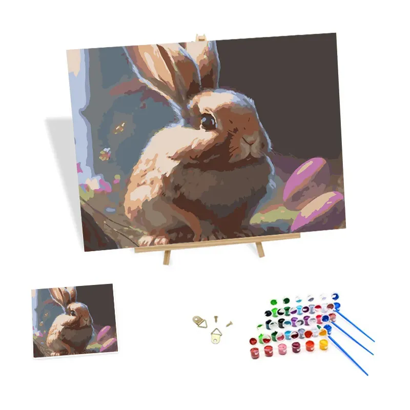 Wholesale Painting by Numbers Modern Animal Rabbit 3d Oil Painting by Numbers for Beginners