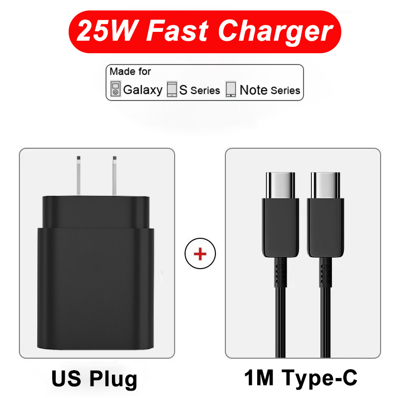 US Plug+1M Type-C(Black)
