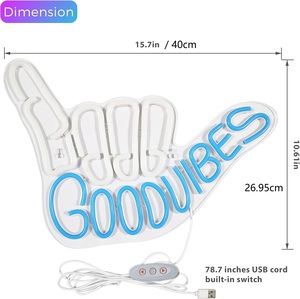 Iyi Vibes el LED Neon burcu işık 5V USB duvar dekor için Neon İşaretler yatak odası oyun odası gençler erkek kız odası işareti Gamer hediye