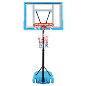 PVC şeffaf tahta sepet çerçeve ayarlanabilir 115-135cm havuz başı basketbol potası mavi - Product Image 1